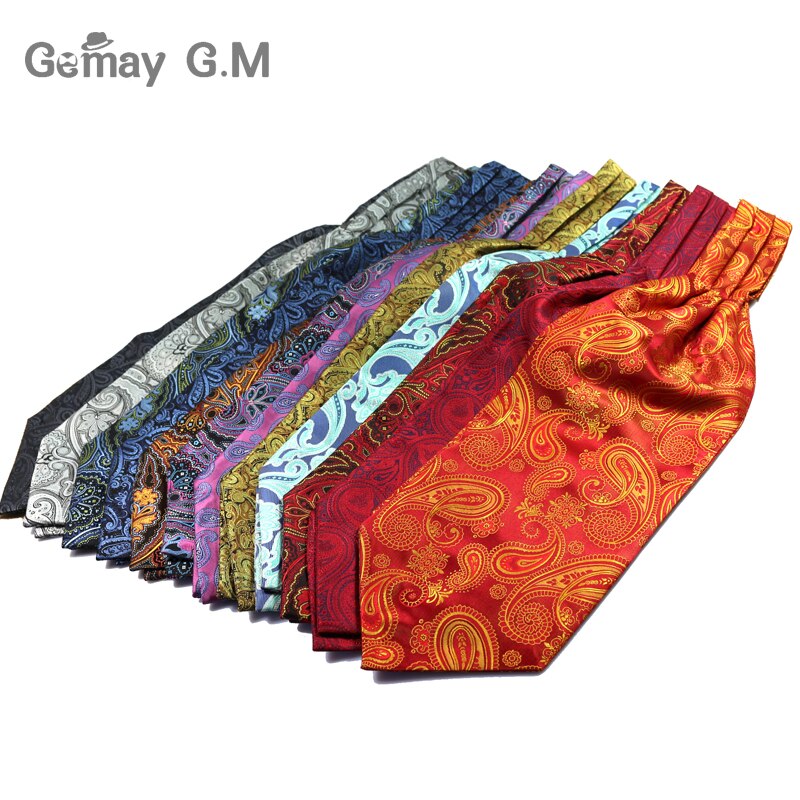 Män vintage prickigt bröllop formell kravat ascot scrunch själv brittisk stil gentleman siden hals slips lyx