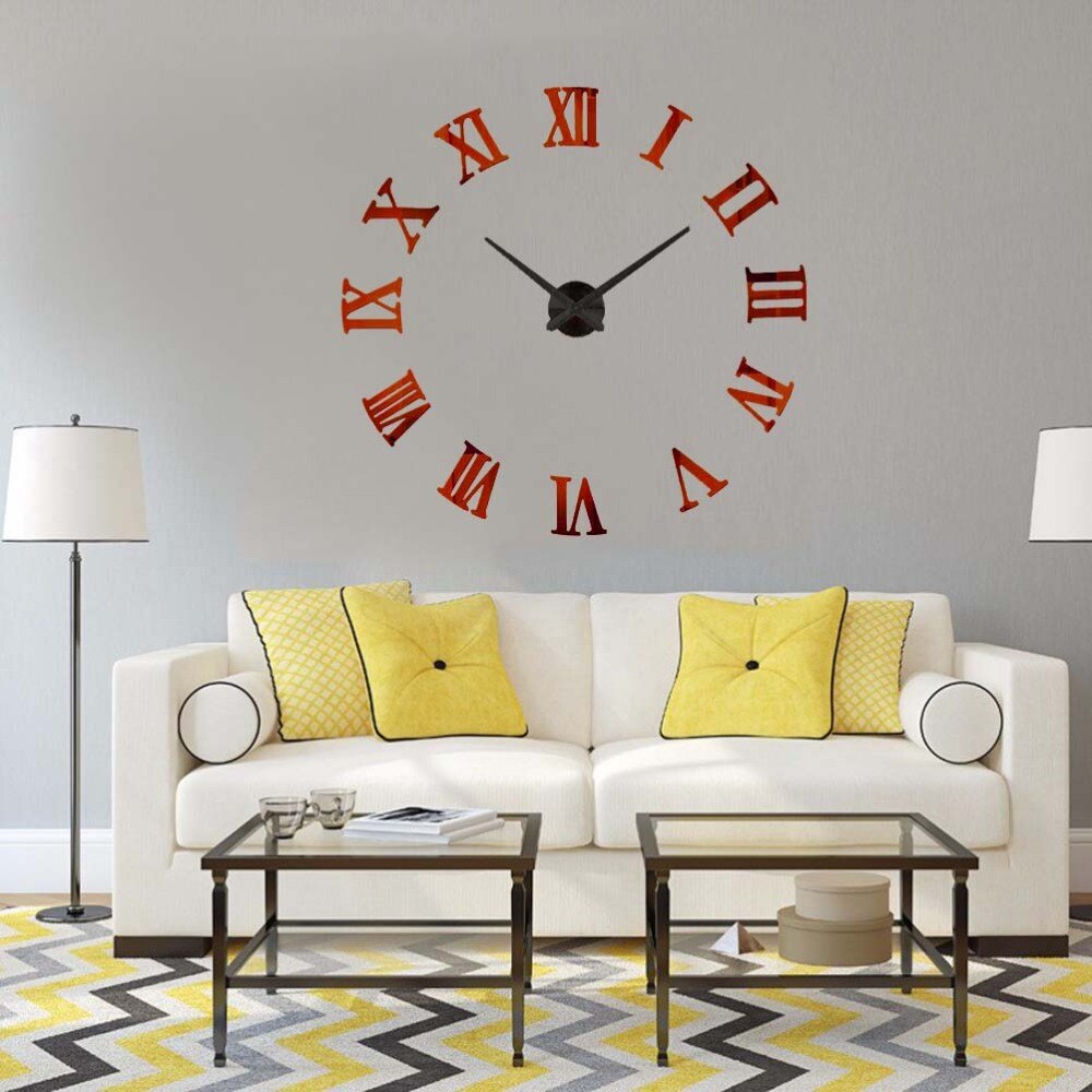 Foreign Trade Best-selling Oversized Wall Clock Acrylic Mirror Surface Oversized Wall Clock Digital Oversized Wall Clock 3D Thre