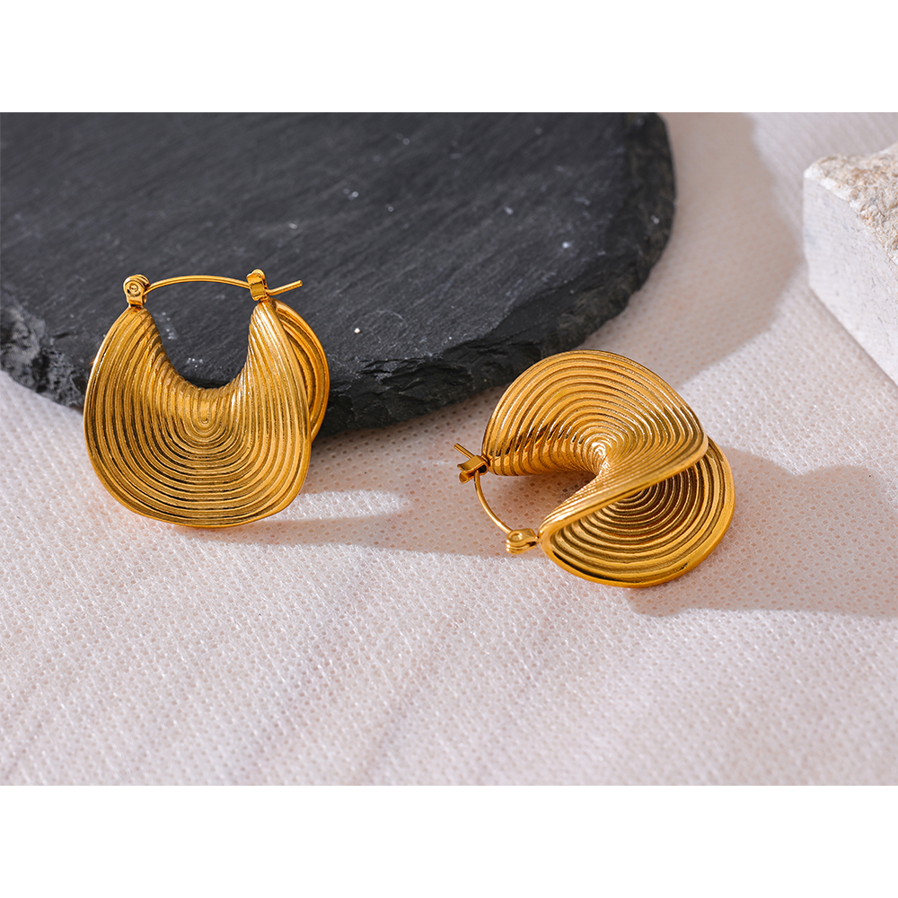 Yhpup-pendientes geométricos únicos y elegantes de acero inoxidable, resistentes al agua, joyería creativa de Metal con temperamento de Color dorado para mujer