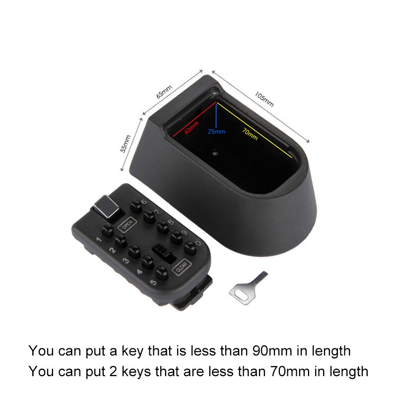 Indoor Outdoor Key Lock Box Wall Mounted Aluminum alloy Key Safe Box Weatherproof Cover 10Digit Combination Key Storage Lock Box