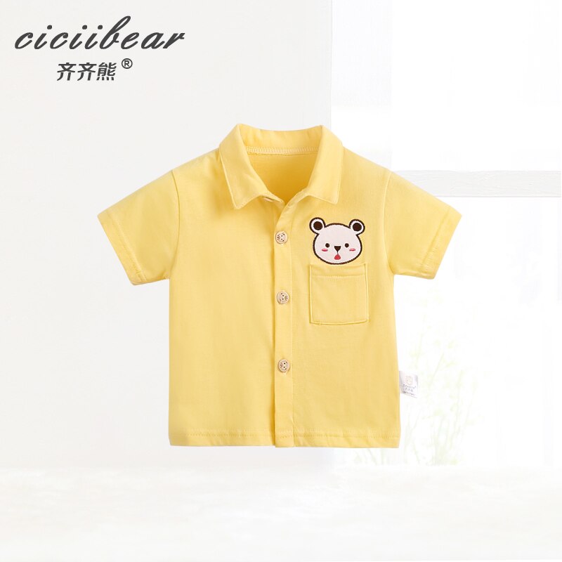 ciciibear baby clothes boys girls short-sleeved shirt summer baby clothes cartoon lapel striped shirt