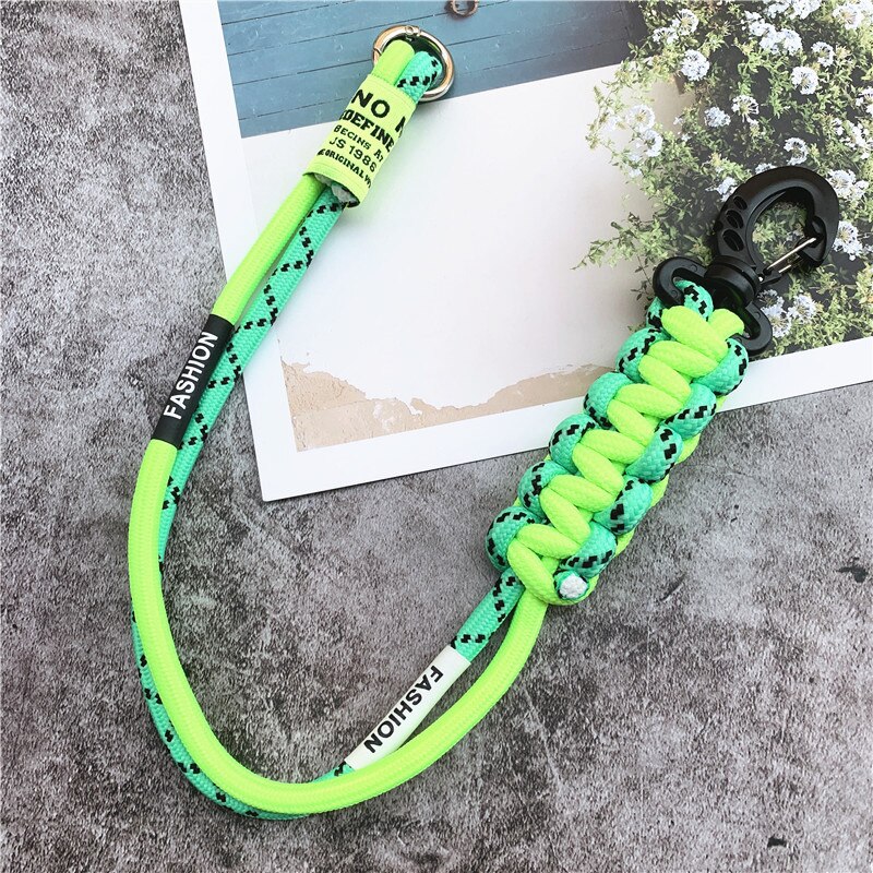 Landyard Mixed Color Phone Chain Nylon Strips Premium Hand Made Lanyard Personality Accessories Bag Strap Trousers Decoration: green 50cm