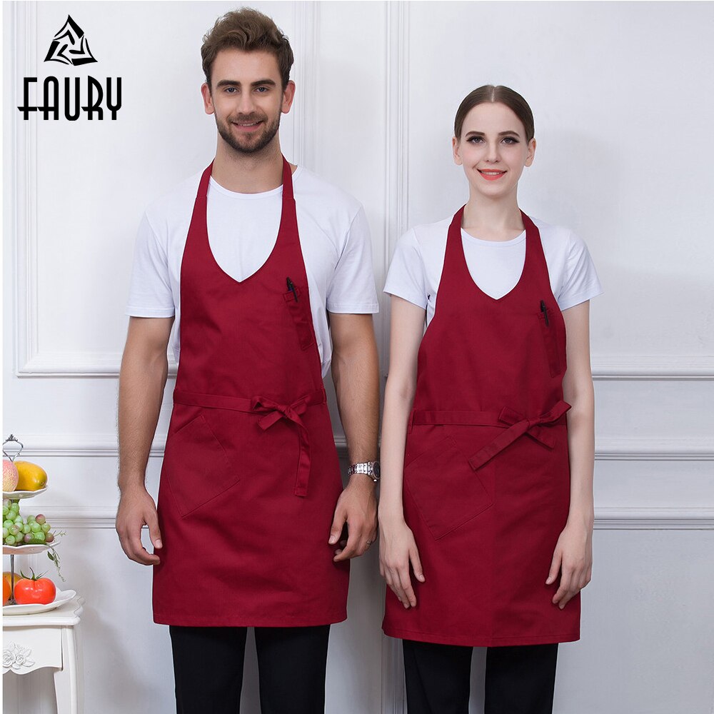 Adjustable V Neck Apron Food Service Coffee Shop Bakery Restaurant Chef Waiter Cook Wear Aprons Kitchen Work Uniform