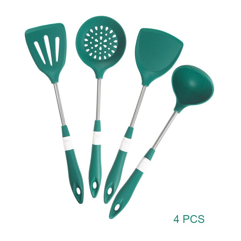 Silicone Spatula Set Cooking Utensil Heat-Resistant Stainless Steel Core Eggs Pancakes Non-stick Cookware Kitchen Gadget: 4 PCS