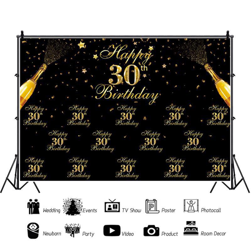 Décor de fond de fête d'anniversaire pour adulte, fournitures pour fête d'anniversaire de 30, 40, 50, 60 ans: B