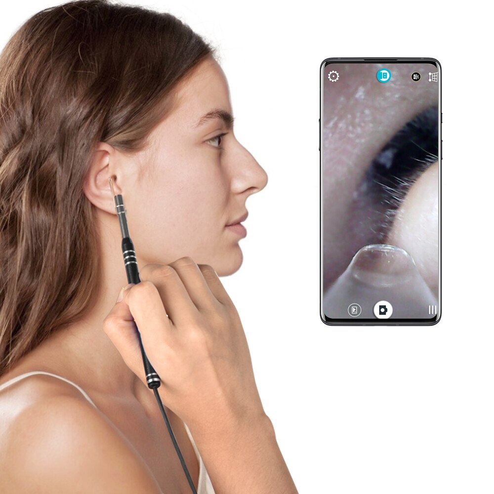 Endoscopio para limpieza de orejas, cuchara Visual para orejas con USB, 5,5mm, Mini cámara de 0,3 MP, herramienta boroscopio para cuidado de la salud, Android, PC