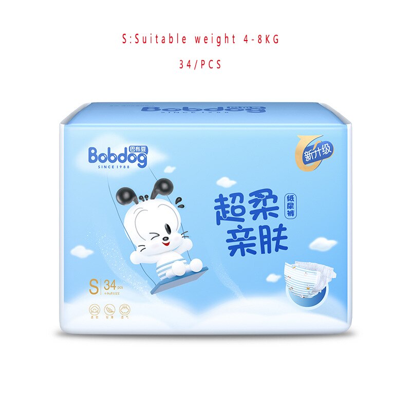 Bobdog 30/ st blöjor och toalettträning justerbar supermjuk hudvänlig blöja för barnblöjor är 3-15kg: 1
