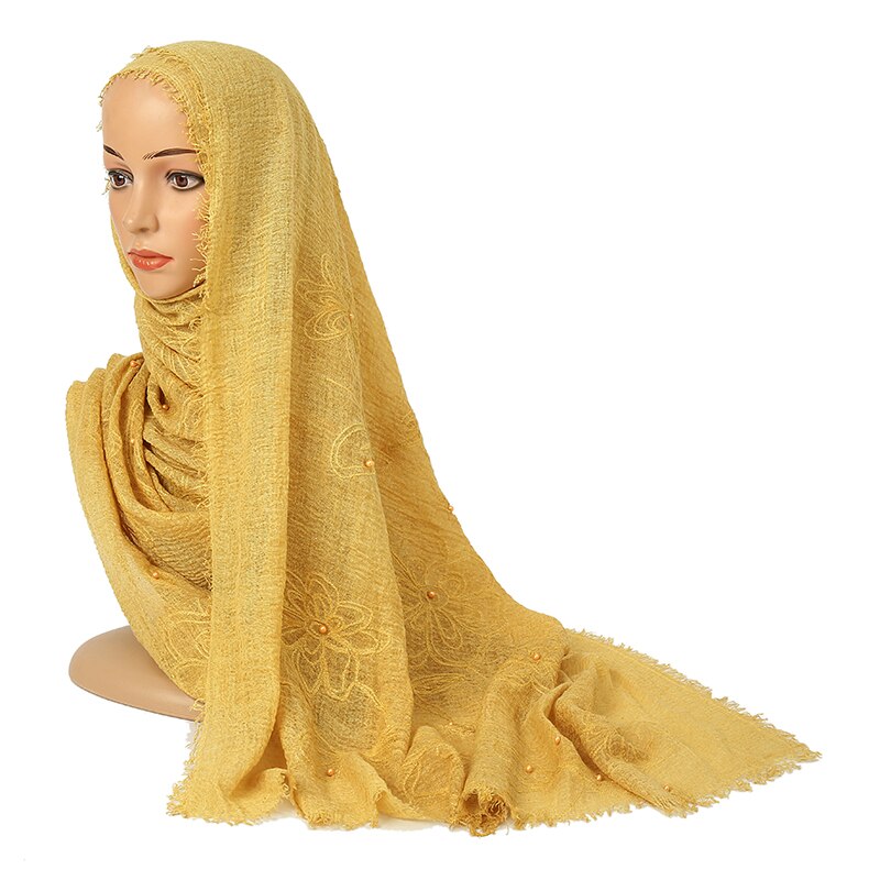 Moslem cotton and linen embroidered Pearl scarf