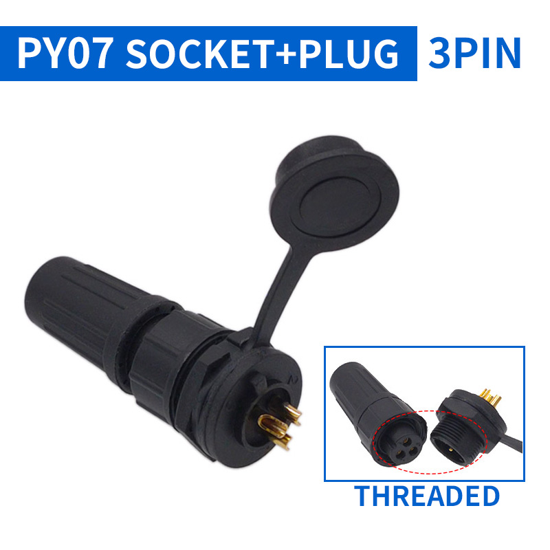 1Stck PY07 Z108 Hintern Anschlüsse Wasserdichten Stecker Kunststoff Steckdose IP67 Bajonett Gewinde 2Stift 3Stift 4Stift 5Stift 6Stift 7Stift 8Stift: Silber