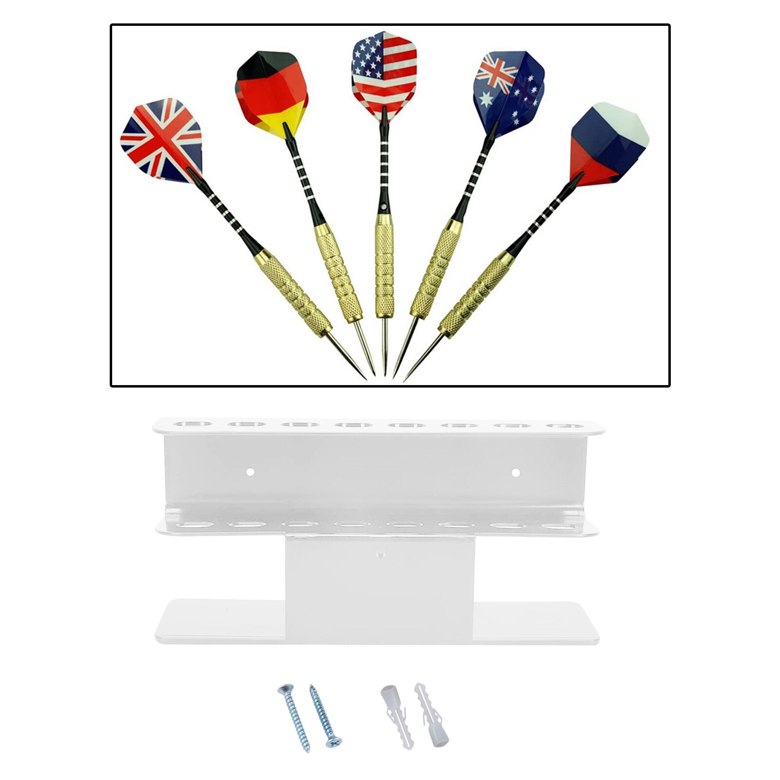 Wall-mount Desktop Acrylic Dart Holder Dart Stand Rack for Bar Pub Office: White