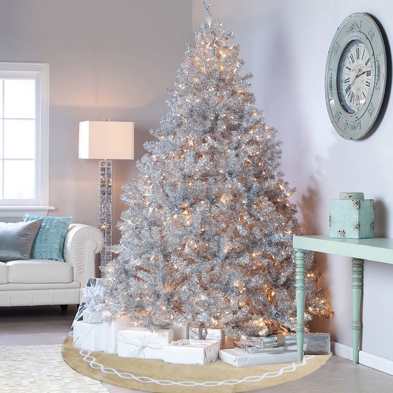 Faldón de lino y yute para árbol de Navidad, cubierta decorativa para el suelo, 48 pulgadas
