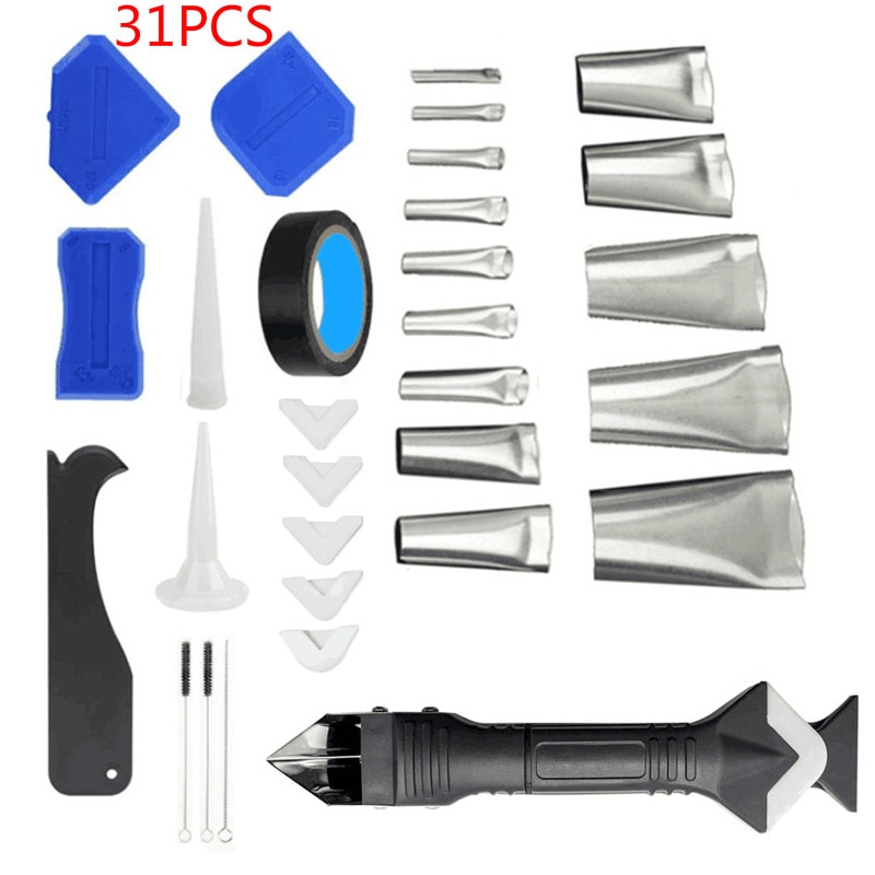 Ensemble d'outils pour le calfeutrage 3 en 1 finition d'étanchéité Silicone, outil fait main grattoir à coulis ensemble de raclette: H-31PCS