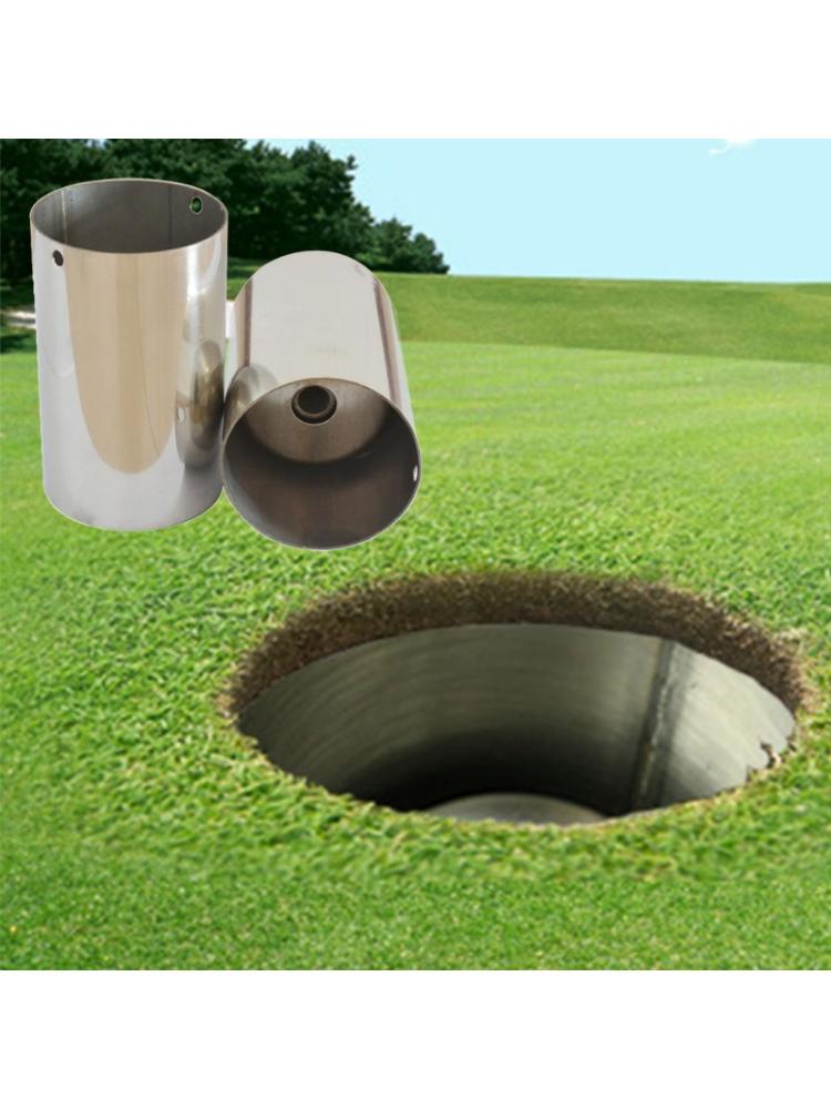 Indoor Practice Golf Hole Cup Premium Stainless Steel Flagpole Hole Protect Green Hole Training Aids for Practice Stick