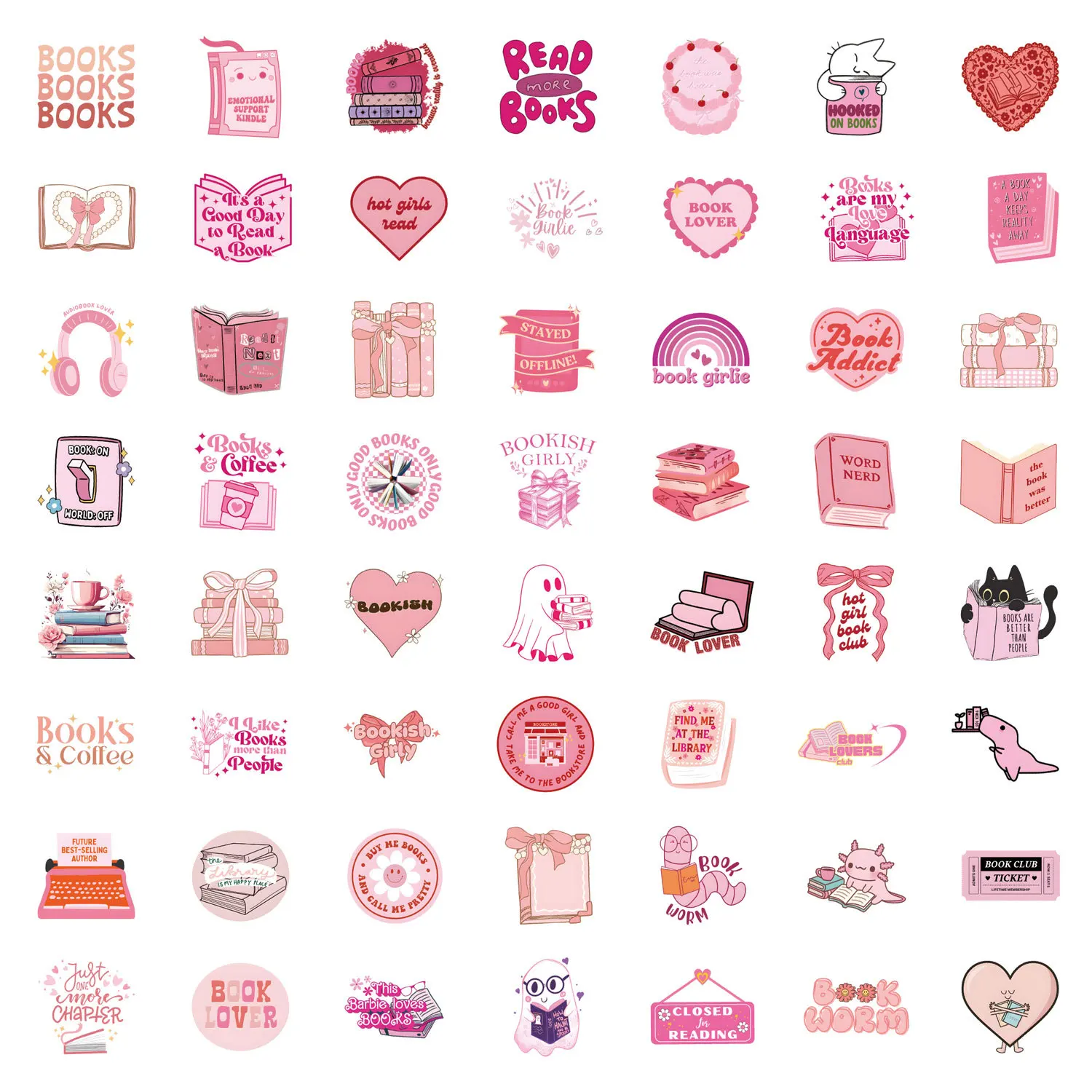 10/30/60pcs Roze Bookish Stickers Leesboek Decals voor DIY Notebook Scrapbooking Laptop Telefoon Waterfles koffer: Paars