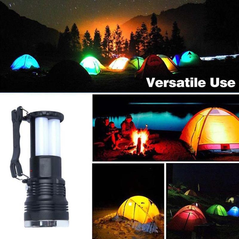 Outdoor Camping Lighting High Power Emergency Light Solar Rechargeable Black Searchlight LED Flashlight T3T0