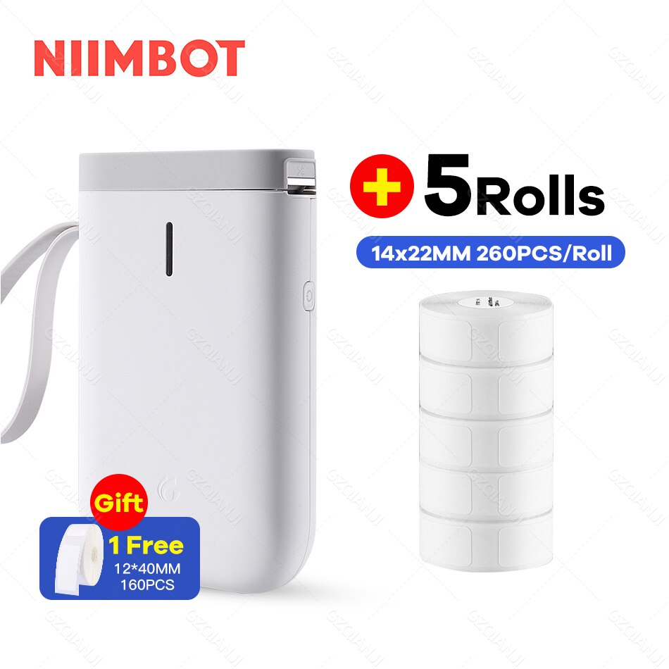Niimbot D11 Label Printer Mini Wireless Sticker Printing Label Maker with 5 10 Roll White Paper Official Phone Price Tag Printer: WH 5White Label