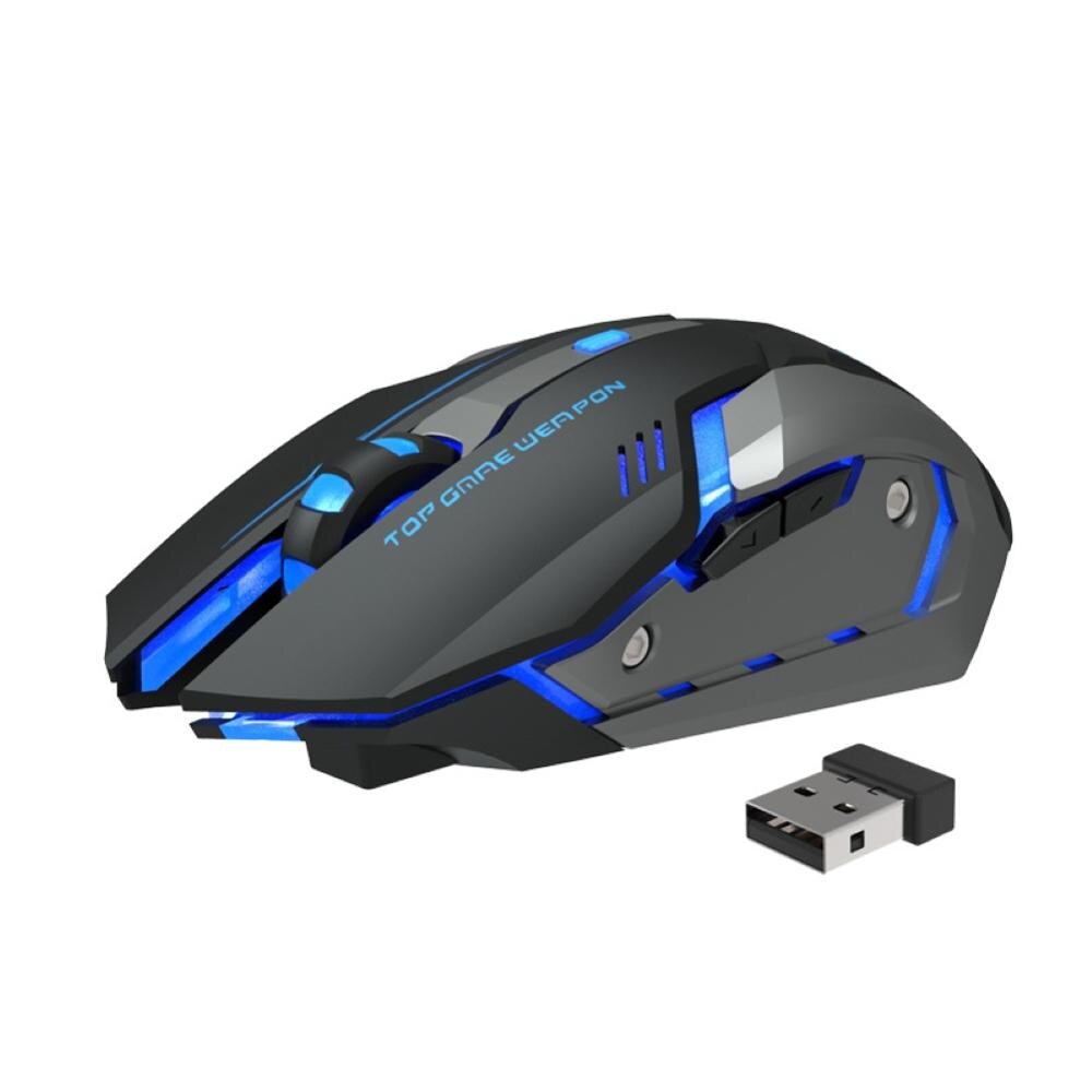 Lyserød sort  t1 ergonomisk 2.4g genopladelig mus til pc-computer lydløs baggrundsbelyst usb optisk trådløs gamingmus: Sort