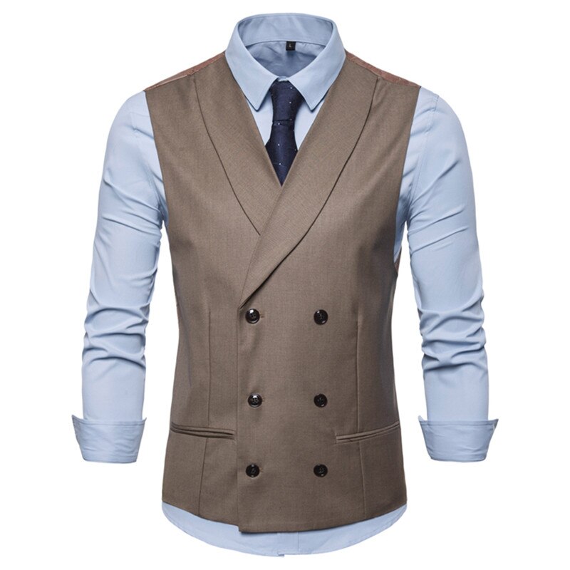 Männlichen Britischen Stil lässig Anzug Weste Männer Frühling Herbst Ärmellose Weste Weste Mens schlank Hochzeit Geschäft Westen 2XL: khaki / M