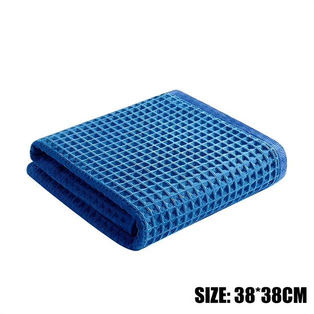 Toalla para lavado de coches, limpieza de vidrio, secado de agua, toallita de microfibra para limpieza de ventanas, tejido de gofres para cocina, baño, hogar y oficina: Azul