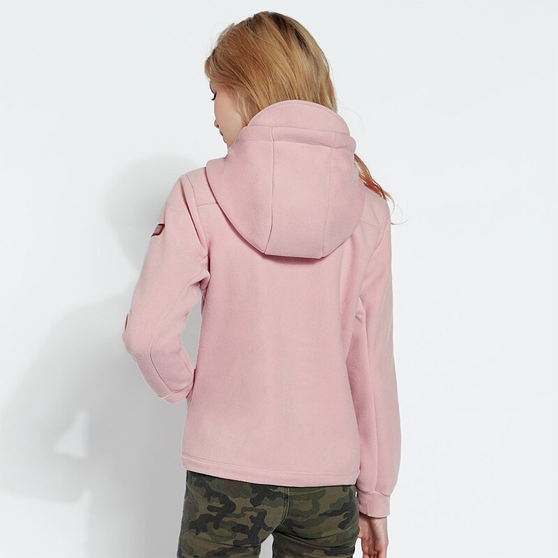 Autumn Winter Warm Outdoor Fleece Sweater Women Sports Fleece Hooded Fleece Cardigan Jacket Ladies Red