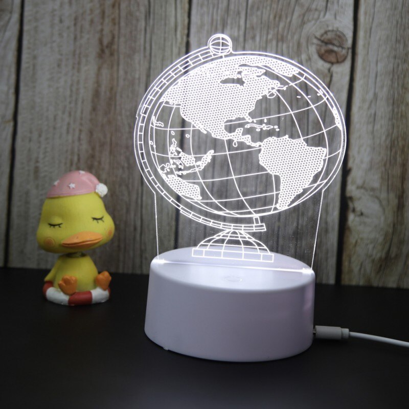 3d acryl usb led nachtlampjes voor op tafel, slaaplamp, thuiskantoor, wereldbol, kinderkamer, valentijnsdagdecoratie: F
