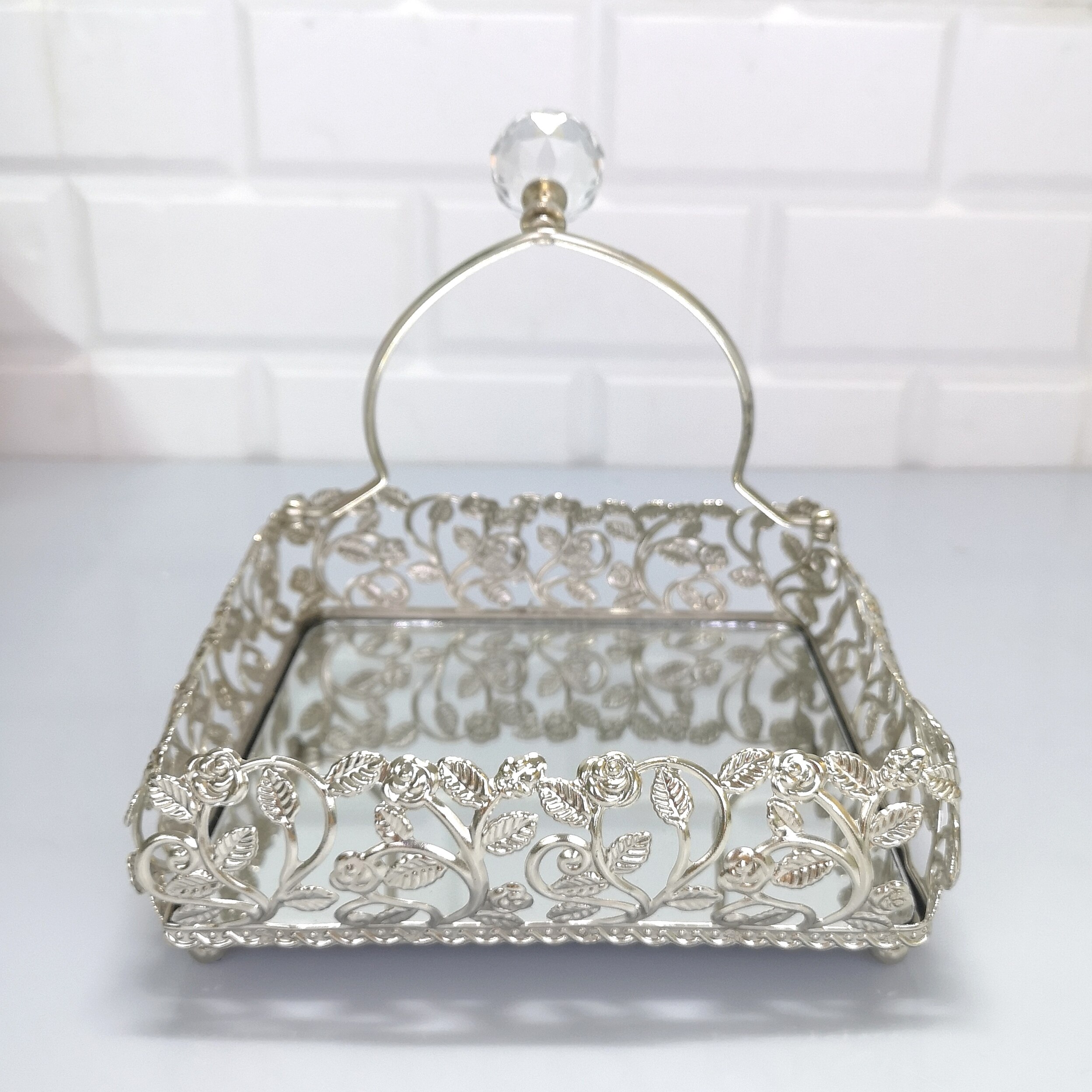 Servet Houder Dienblad Luxe Service Plaat Gouden Zilveren Rechthoek Vierkante Turks Arabisch Home Decor Oosterse Oost