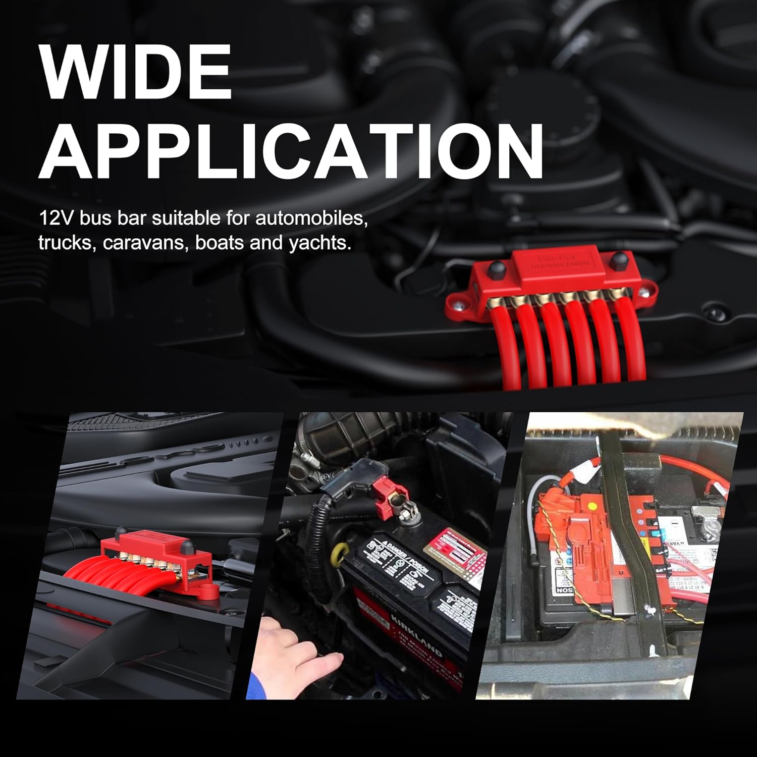 DaierTek-Bus Bar, Distribuição de Energia Bloco, Car Audio Barramento, positivo Bateria Terminal Stud, 275A, 12V, 6x5 16 "(M8)