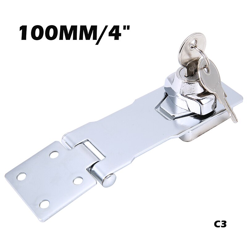 50/75/100mm Lock Cylinder Hasp Copper Core Self Locking Security Staple for Shed Cupboard Drawer Door Locker