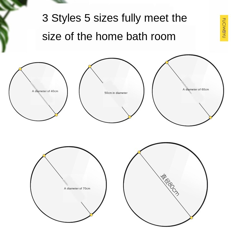 Nordic round Hand Washing Bathroom Mirror Bathroom Mirror Wall-Mounted with Shelf Comb Makeup HD Simple Home
