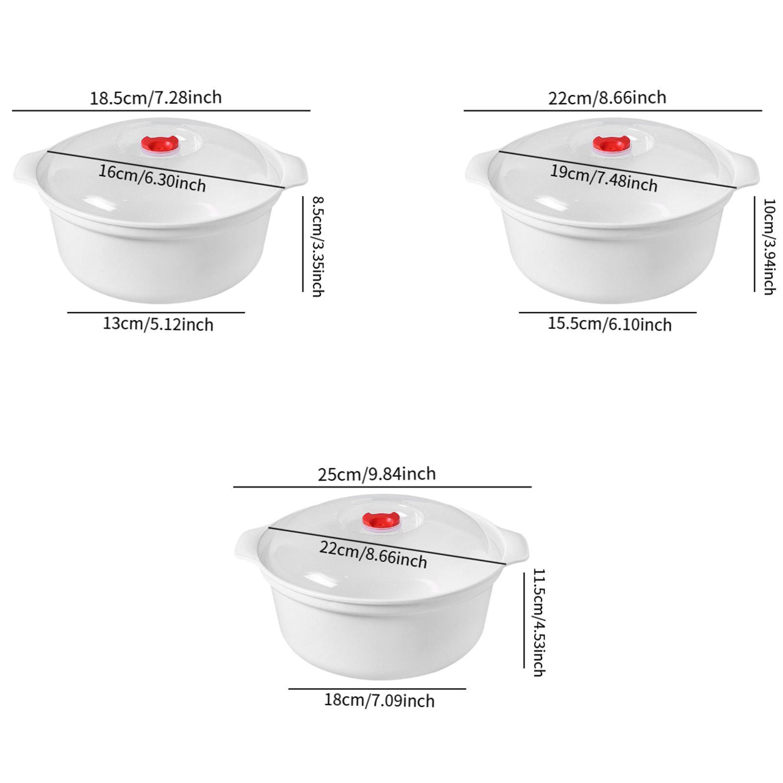 3 stk. mikrobølgeovnsskåle med låg, salatskåle, mikrobølgeovnsretter, opvarmning af mad