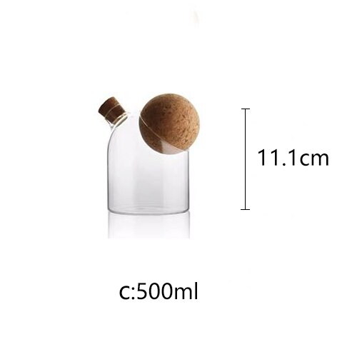 Kaffeböna godis matburk bambu lock glasburk hushållskök förseglad matförvaringsflaska burk spannmål krydda köksförvaringsburk: B -500ml