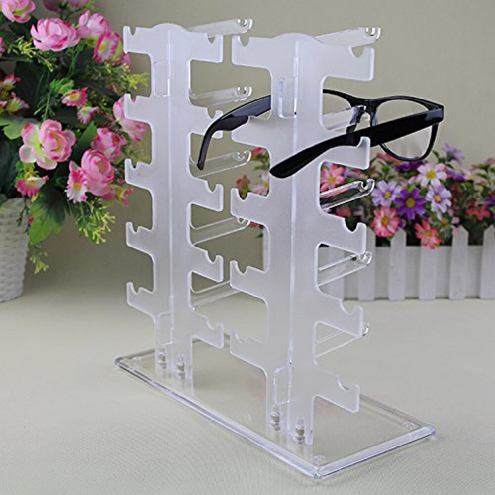 5 Layers Acrylic Crystal Clear Sunglasses Rack Shelf Sunglasses Holder Glasses Retail Show Eyewearing Display Stand-Transparent