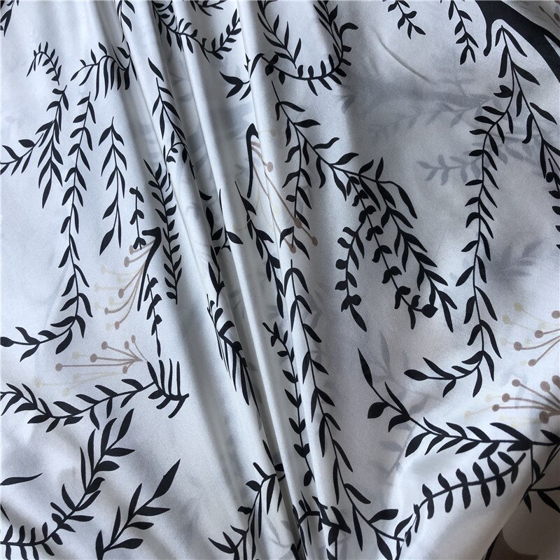 100cm*110cm Leaf Print Silk Fabric Habotai Material Lining