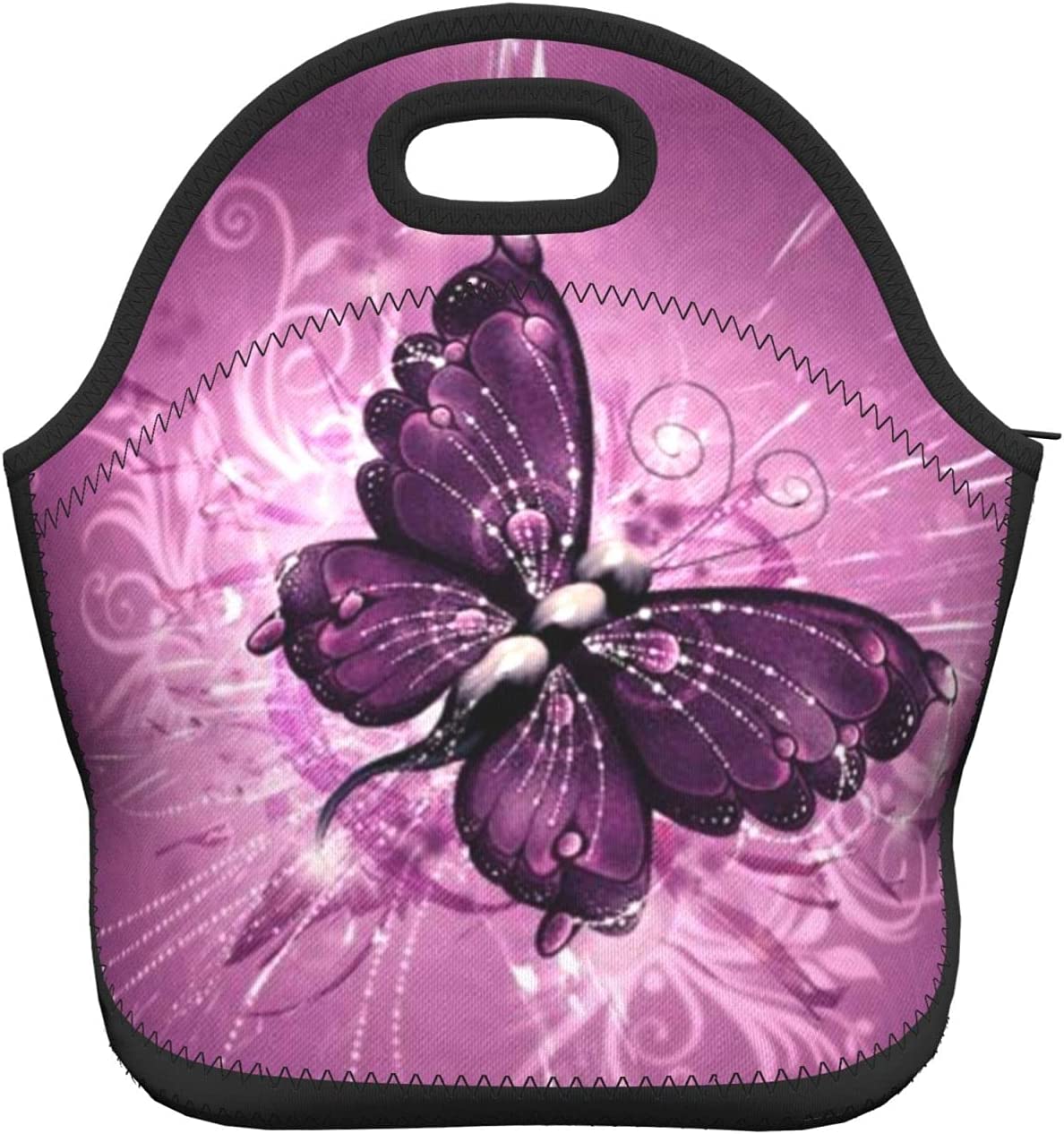 butterflies lunch bag women Portable Insulated lunch box for men girls boys Neoprene Cooler Tote Lunch Bags: SKY BLUE