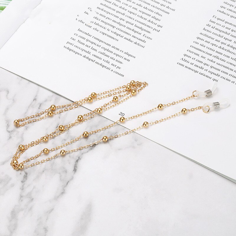 Vrouwen Elegante Parel Shell Anti-Slip Ketting Brillen Houder Lanyard Ketting Zonnebril Ketting Lenzenvloeistof Lanyard Riem: Gold