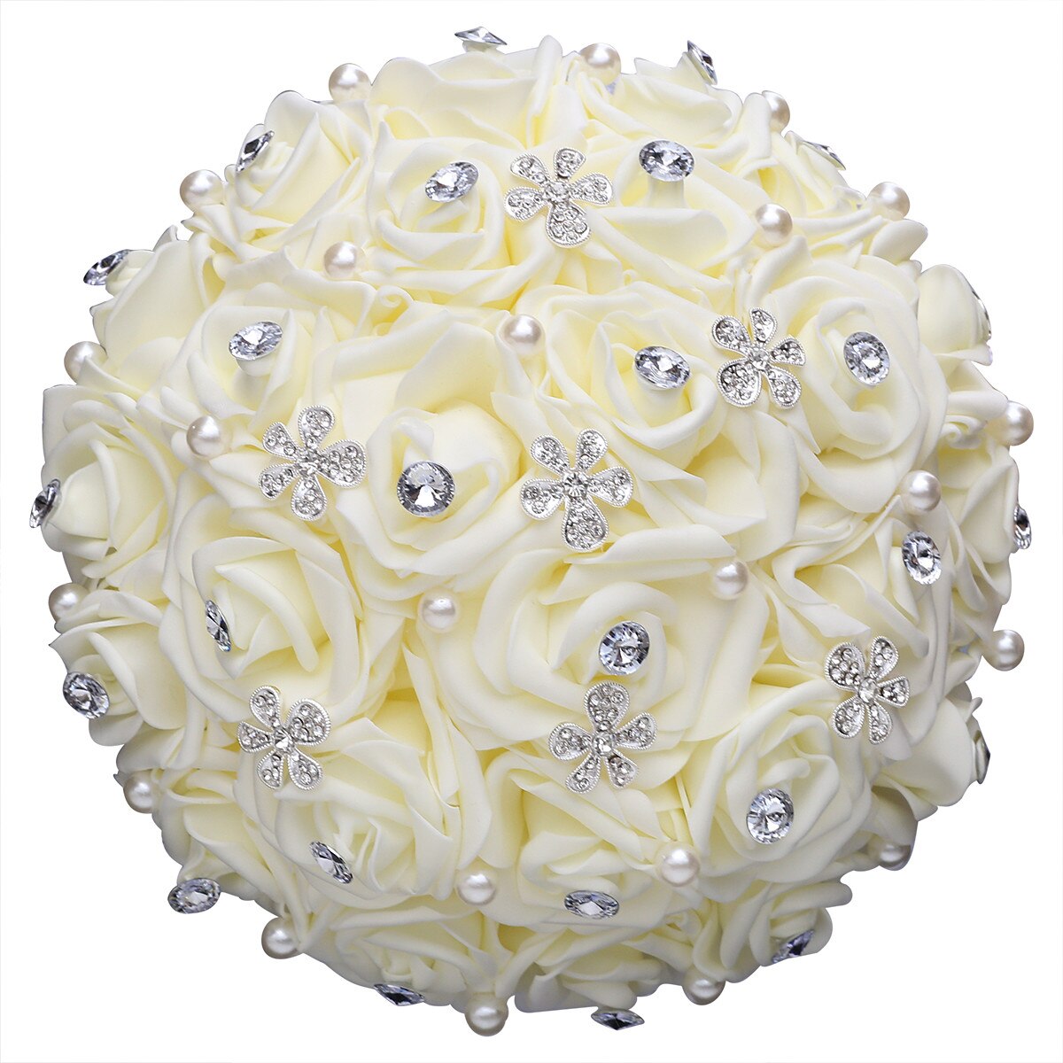 Billig pe rose diamant brudebuket blå bryllupsbuket festartikler buket  pe022x: Mælkehvid