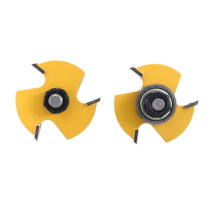 2 stuks 6.35mm Tong & Groef Router Bit Set T-type 3-tooth 1/4 "Schacht Insteekslot cutter Woodwoorking Grove Tool Onderdelen