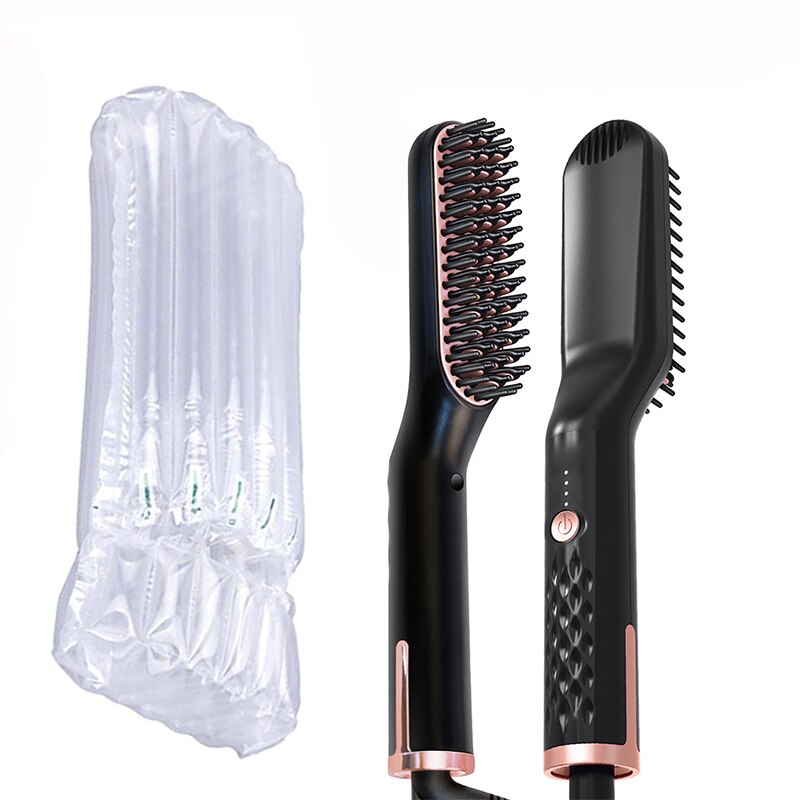 Mannen Baard Stijltang Verwarmd Baard Kam Ionische Haar Rechttrekken Kam Hair Styling Stijltang Borstel Voor Mannen Quick Verwarming: No Box / Au