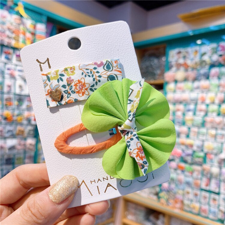 Lovely Princess Baby Girl Korean Children's Cloth Bow Hairpin Little Girls Colorful Flower Princess Bb Hairpin With Fringe