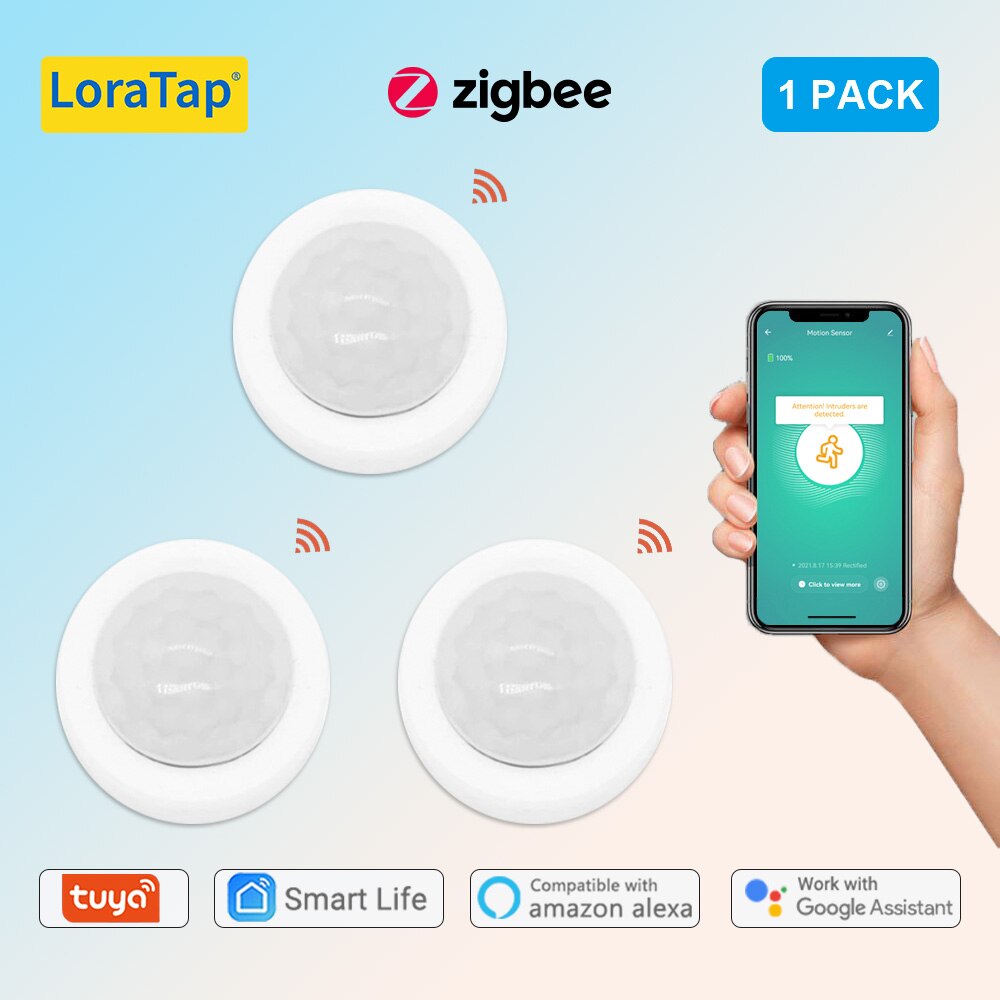 LoraTap Tuya ZigBee Smart Life Indoor Outdoor Infrared Light Human Motion Sensor Time Delay Home Lighting PIR Security: 3pcs