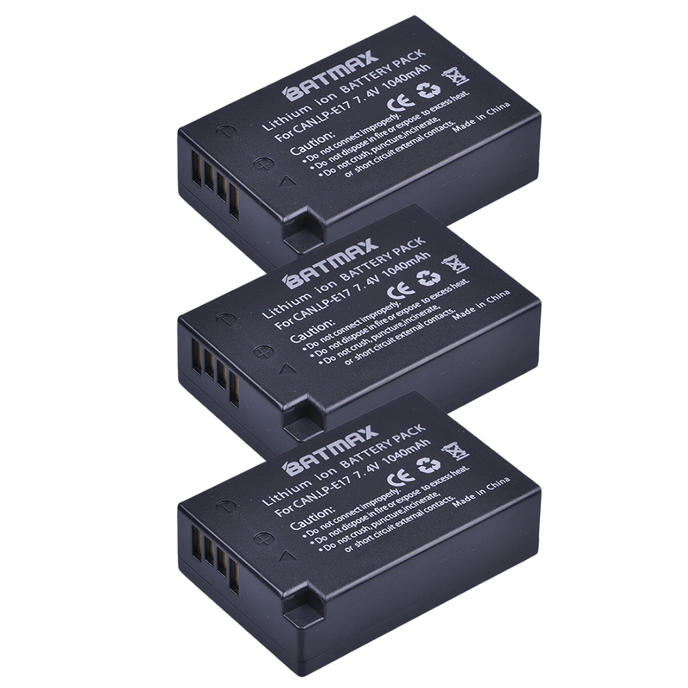 3-Pack LP-E17 LPE17 LP E17 Oplaadbare Batterij voor Canon EOS M3 M5 750D 760D T6i T6s 800D 8000D Kus X8i Camera 'S en meer