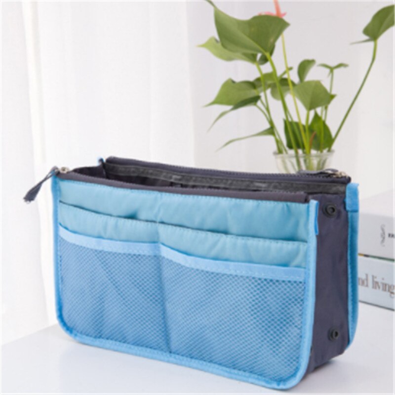 1 unidad grande de viaje bolsa de cosméticos bolsas de maquillaje de Nylon impermeable bolsa de cosméticos de viaje organizador estuche necessarios bolsa de aseo: blue