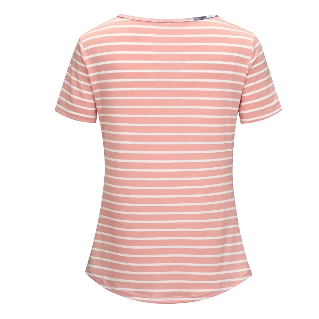 Vrouwen zwanger borstvoeding zwangerschap korte mouwen gestreepte print bloemen blouse tops zwangerschap shirts ropa embarazada