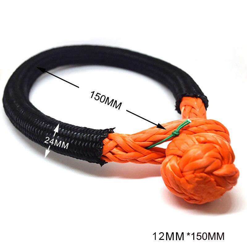 Orange 12mm*150mm Soft Shackles,1/2" Synthetic Winch Rope Shackle,UHMWPE Shackle,Winch Cable Shackle