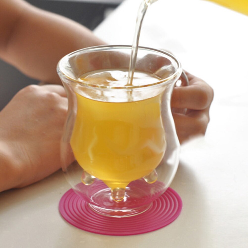 1PC Cute Cow Double Layer insulated Glass Mug Milk Juice Coffee Drinking Tea Cups 250ml Creamer Cup Drinkware with Handle