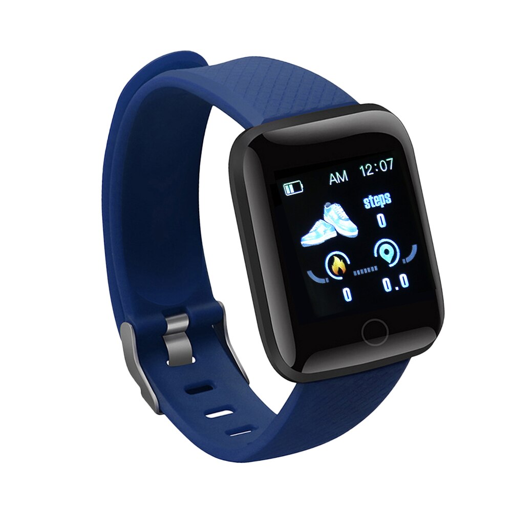 116 PLUS Smart Watch Sport Smart Blood Pressure Monitor Smart Wristband Smart Watch Bracelet Wristband With Silicone Strap: 02 blue