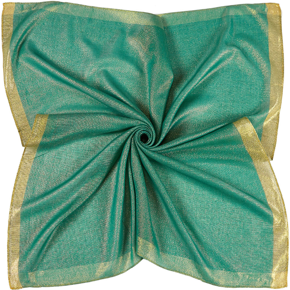Foulard carré uni avec bordure en Lurex doré pour femme, châle léger, 90x90 cm: 17