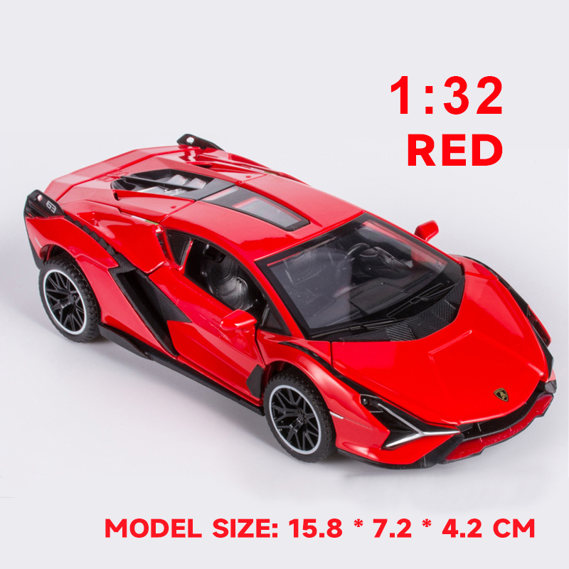 Miniatura Diecast 1:24 modello di auto in lega siano FKP37 Supercar collezione di veicoli in metallo per regalo per bambini giocattolo di compleanno bambini ragazzi: 1 32 SIAN Red