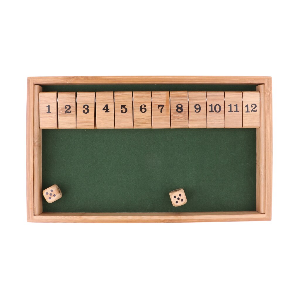 12 Number Shut the Box Board Game 2 Player Wooden Dice for Kids and Adults Family Traditional Games