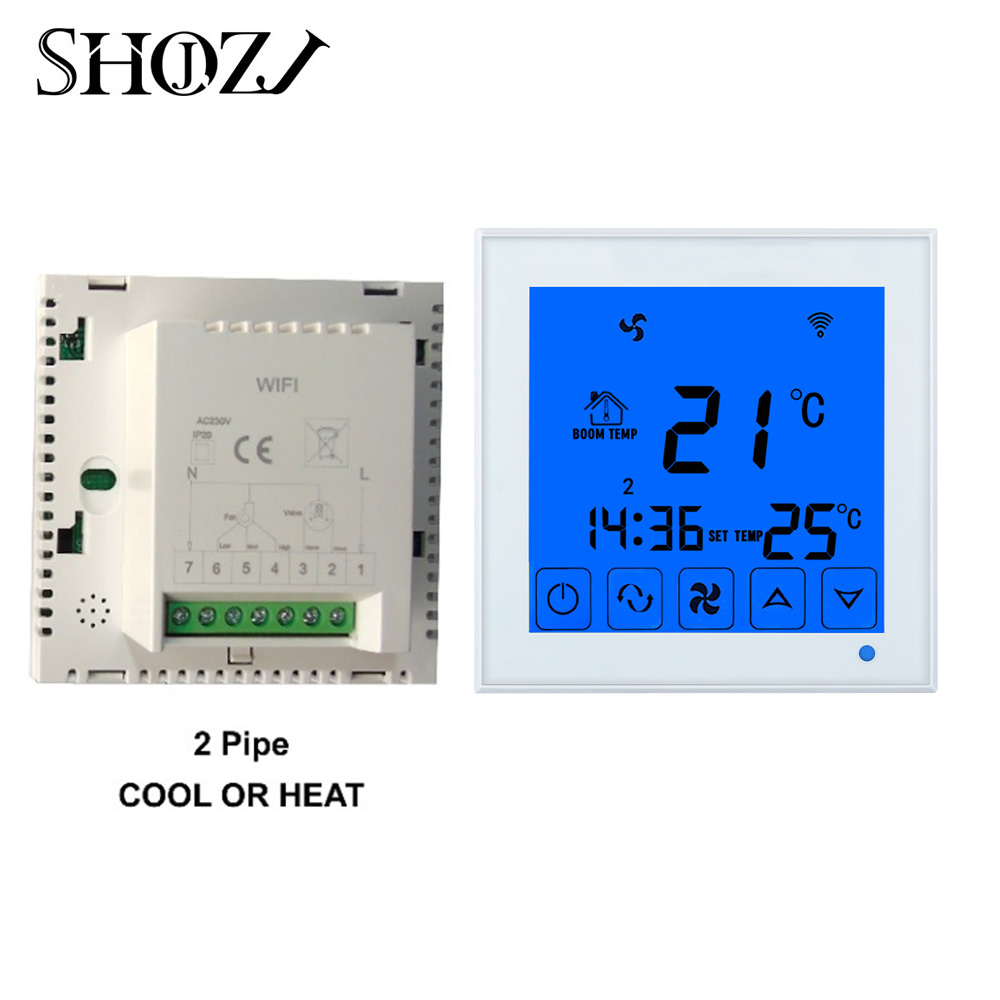 Smart Central Air Conditioner Temperature Controller 2P 4P Fan Coil Thermostat for heating/cooling Room Temperature: 2P WIFI